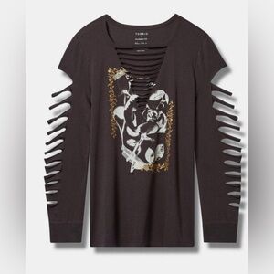 30. Roses Classic Fit Cotton Slashed Neck Long Sleeve Tee